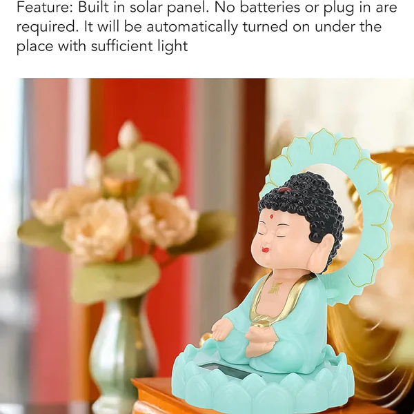 Solar Powered Moving Head Buddha Statue Decorative Showpiece