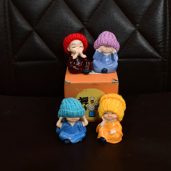 Decorative Resin Monk Buddha Showpiece Set of 4