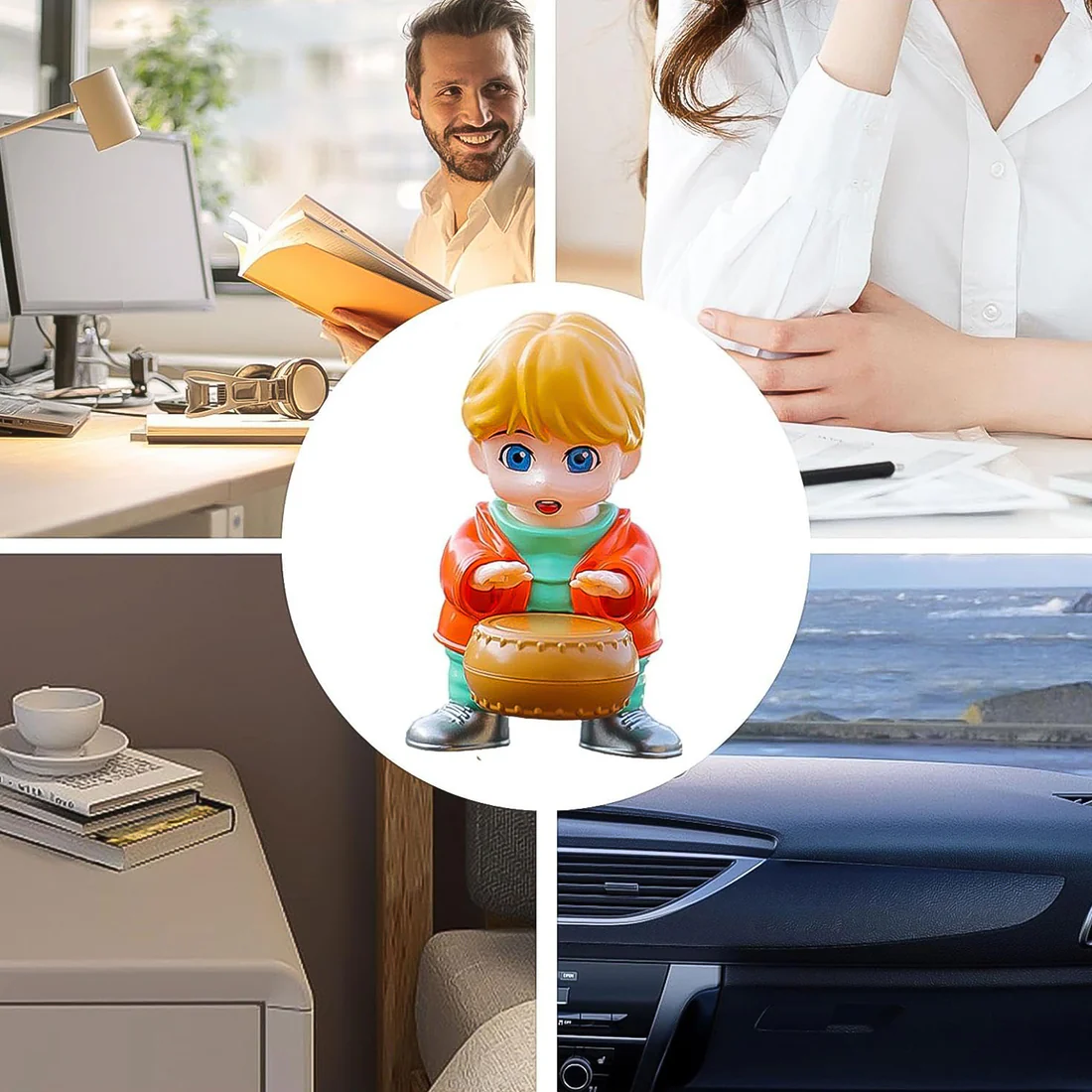 Creative Solar Drummer Car Aromatherapy Air Freshener