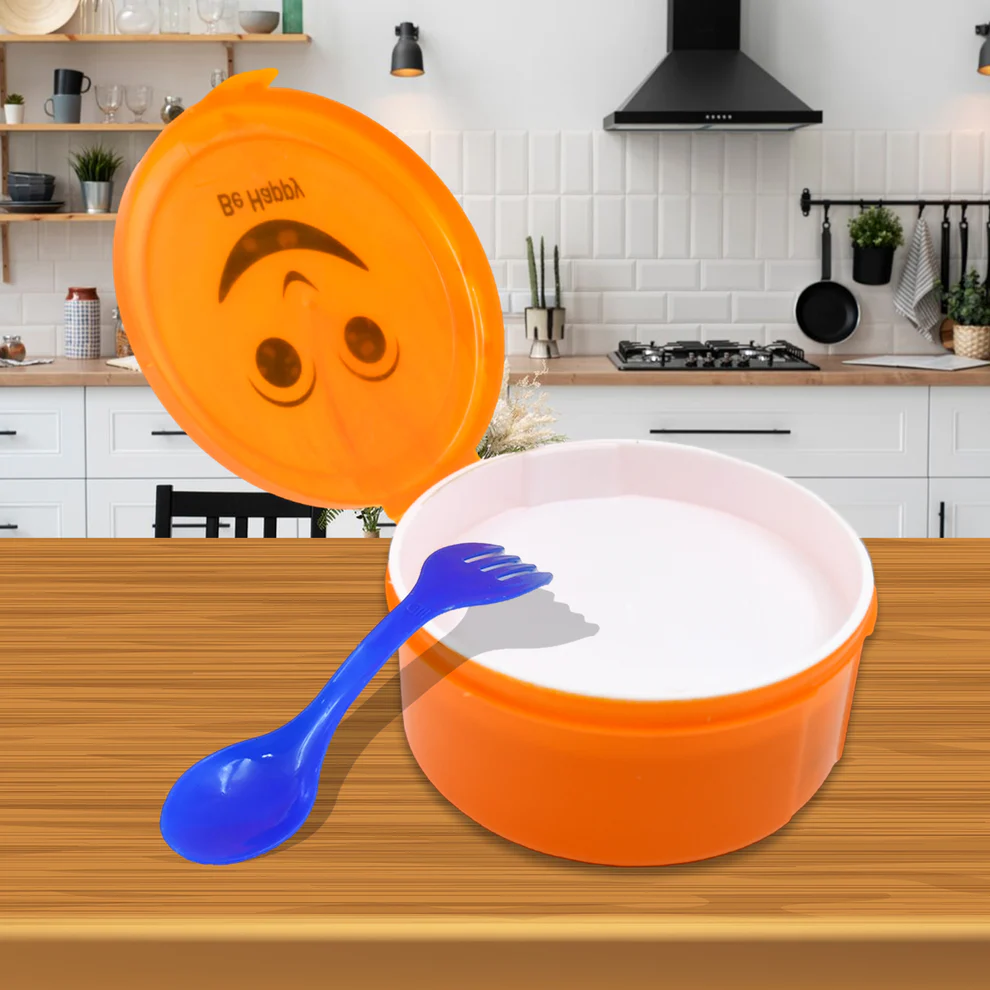 Smily Plastic Lunch Box With Spoon