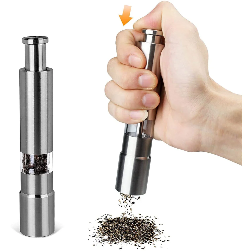 Stainless Steel Thumb Presser Salt Pepper Grinder
