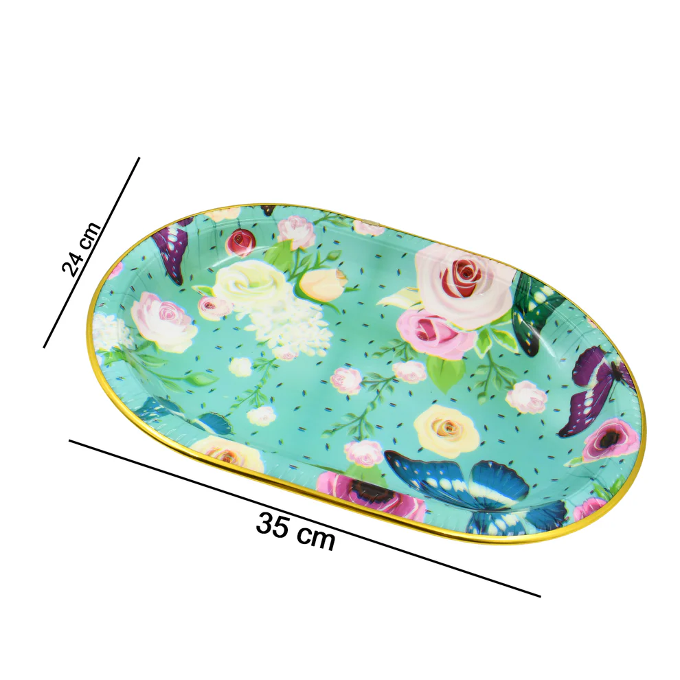 Large Flower Print Plastic Serving Tray