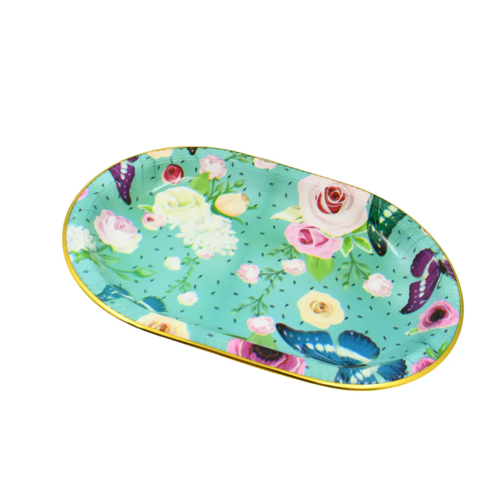 Large Flower Print Plastic Serving Tray