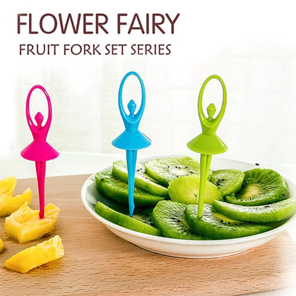 Dancing Doll Fruit Fork Set With Stand