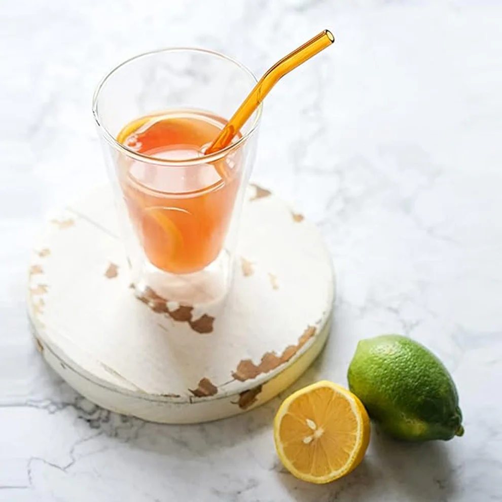 Reusable Clear Glass Drinking Straws Set of 5