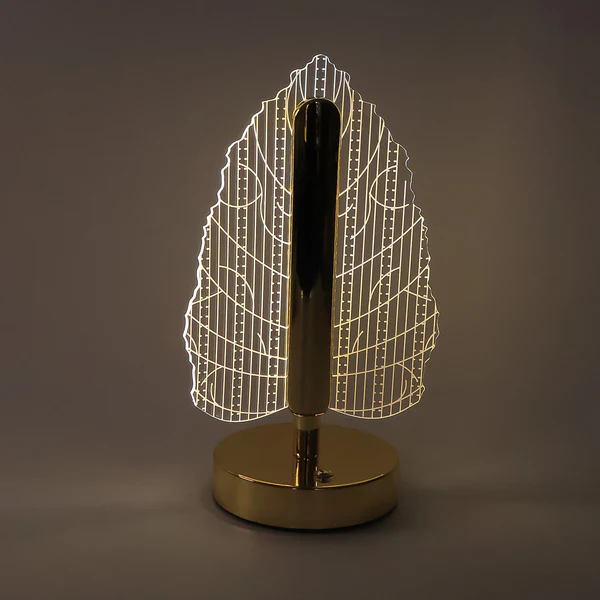 Elegant Plastic LED Table Lamp with Leaf Design Shade