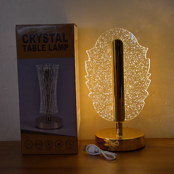 Elegant Feather Shape Crystal Table Lamp