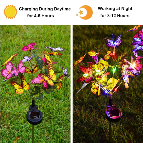 Solar Powered LED Butterfly Garden Flower Light
