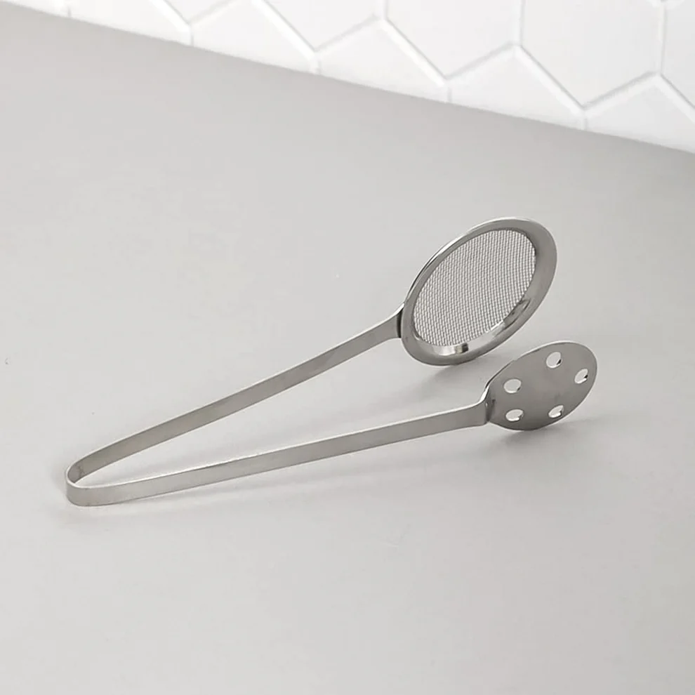 Apex Stainless Steel Skimmer Serving Tong Kitchen Tool