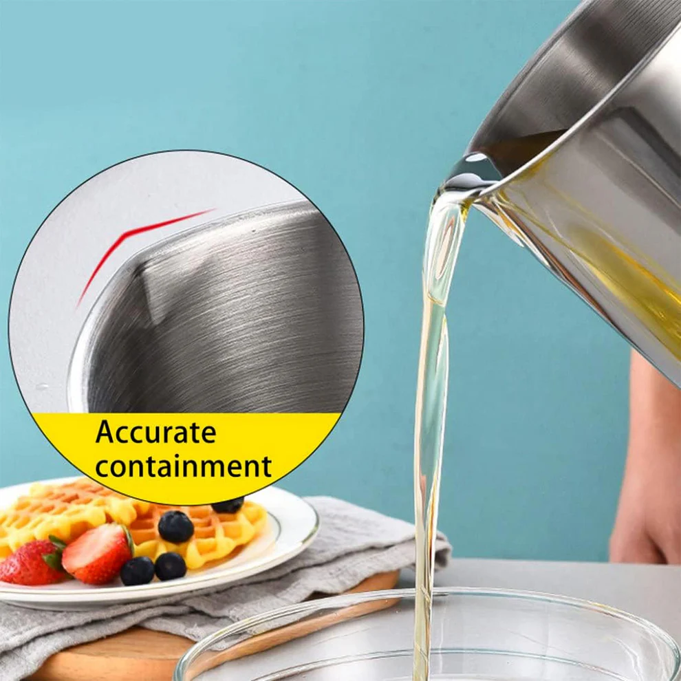 Stainless Steel Oil Strainer Pot with Lid Filter Mesh