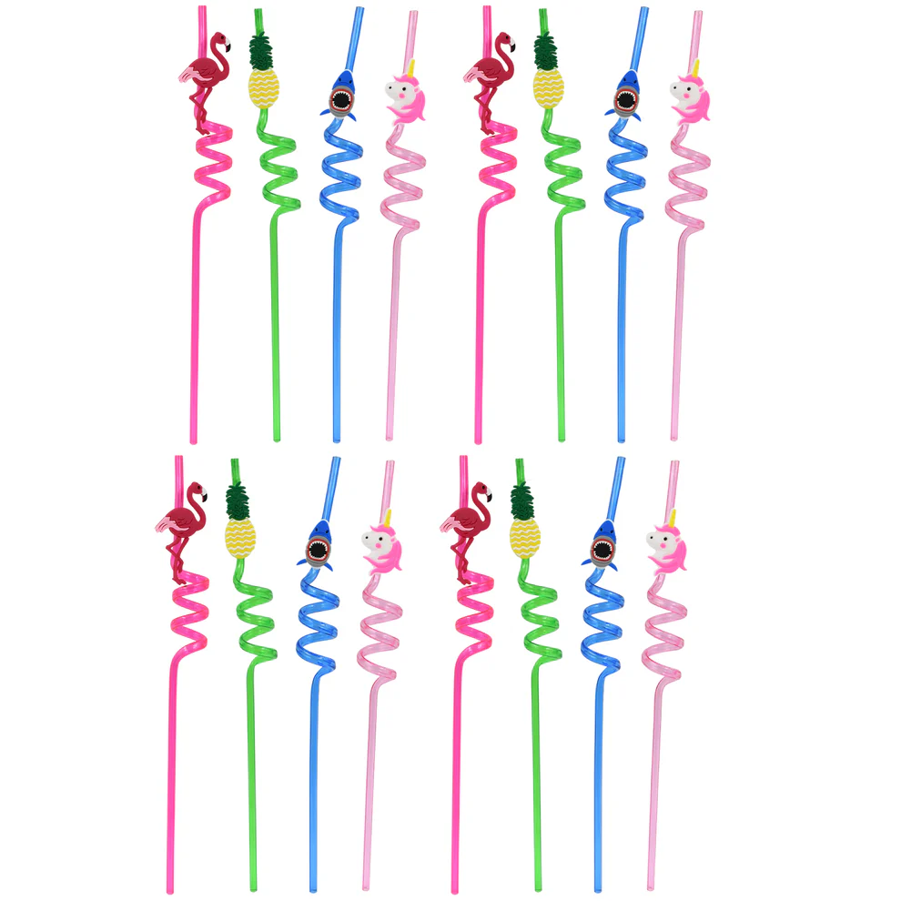 Reusable Plastic Drinking Straws Set of 12