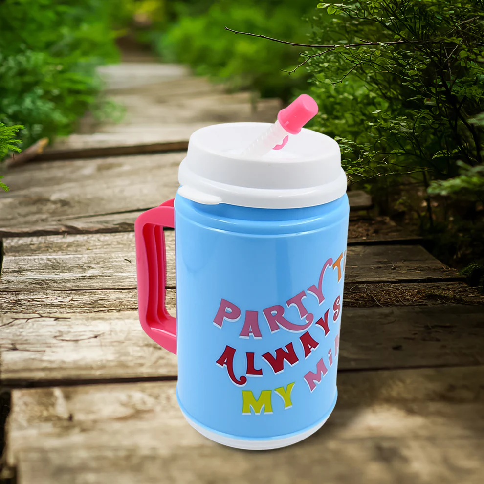Insulated Mug With Lid Handle And Straw...