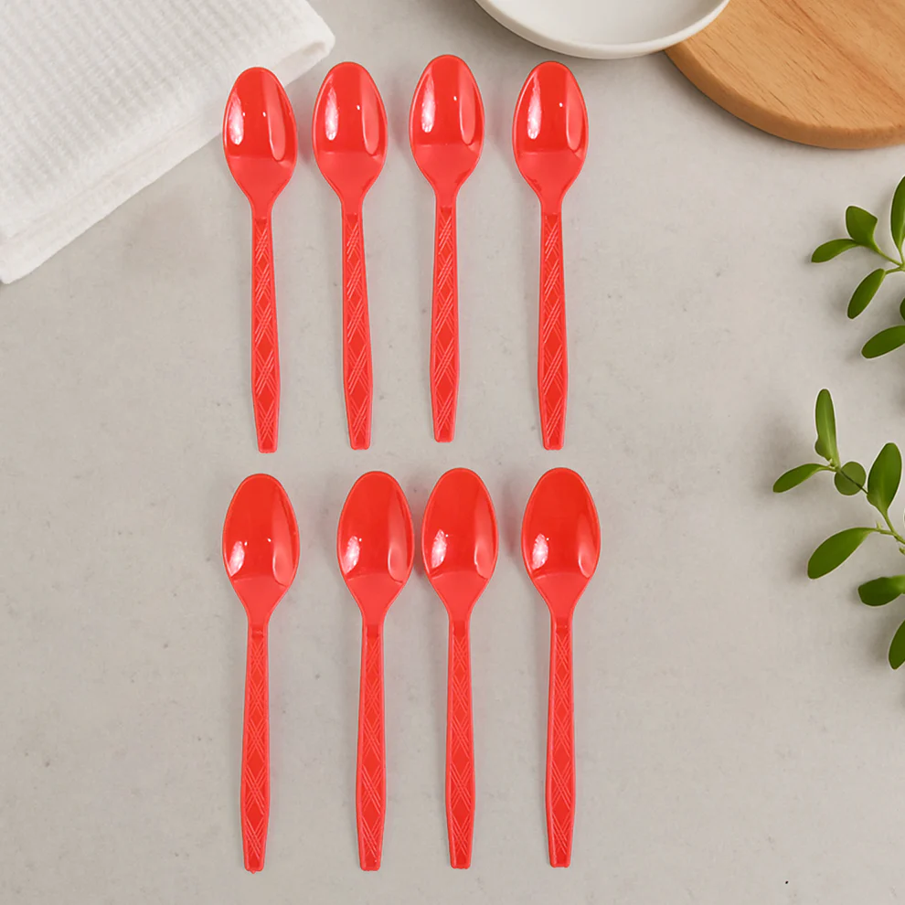Reusable Plastic Dining Spoons Set of 8