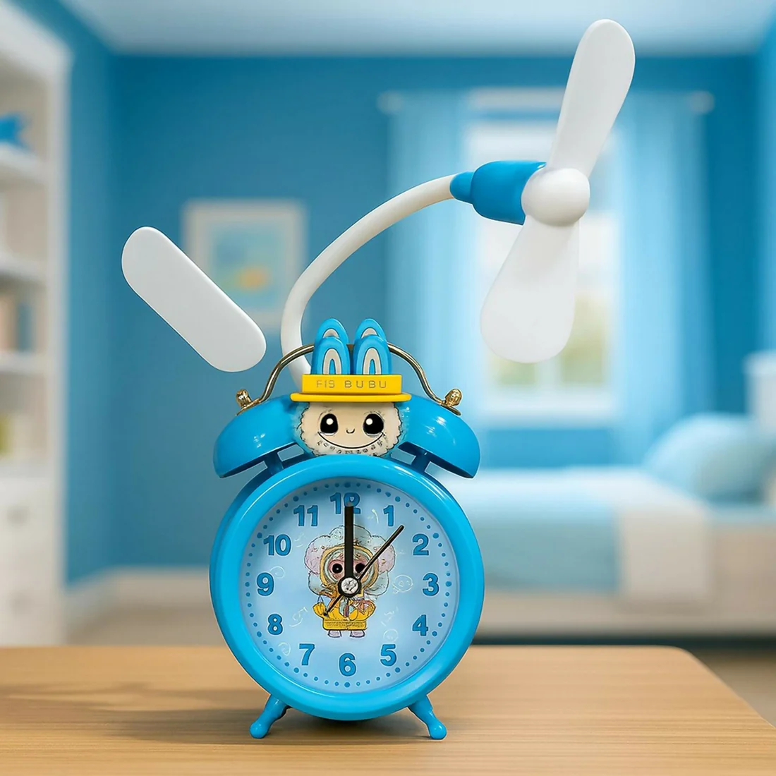 Cartoon Character Alarm Clock with Fan D...