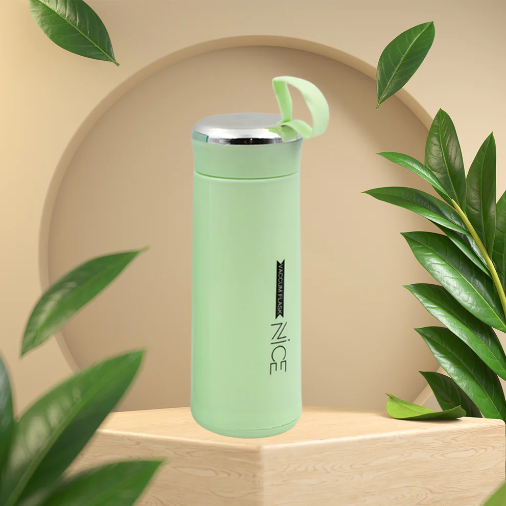 Glass Water Bottle 400ml with Intake Markings