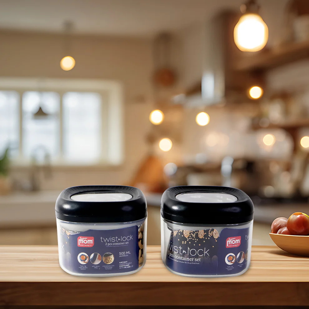Twist Lock Plastic Storage Containers 500ml Set of 2