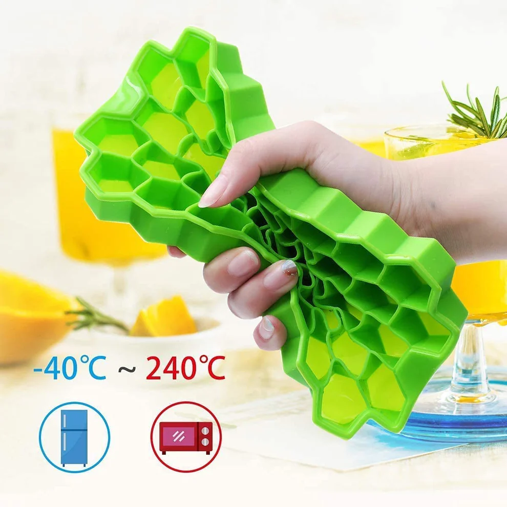 Flexible Silicone Ice Cube Tray with 37 Small Cubes