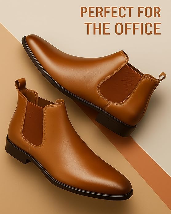 Latest Trendy Men’s Tan Chelsea Boots | Premium Faux Leather Ankle Boots | Comfortable Slip-On Footwear for Men's & Boys