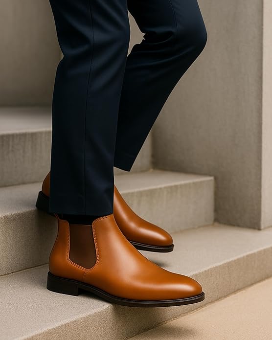 Latest Trendy Men’s Tan Chelsea Boots | Premium Faux Leather Ankle Boots | Comfortable Slip-On Footwear for Men's & Boys