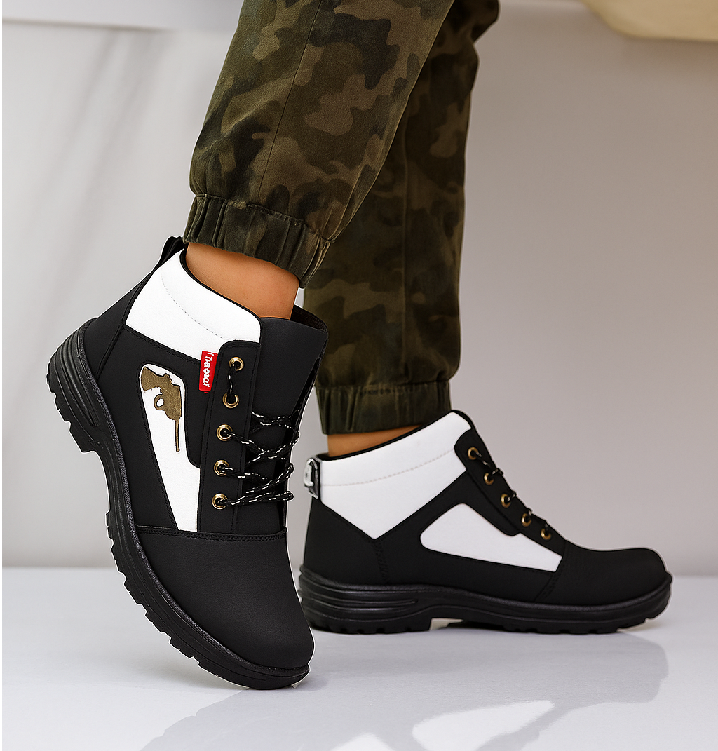 Latest Stylish Men’s Black Gun Boots | Premium Faux Leather Ankle Boots | Comfortable Slip-On Footwear for Men's & Boys