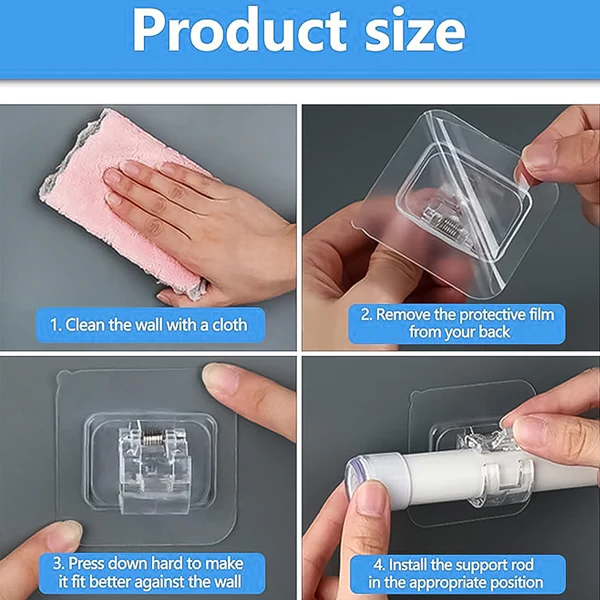 Self Adhesive Transparent Wall Clip with Spring Grip