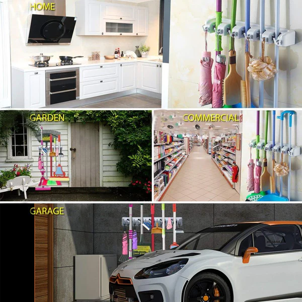 5-Layer Multipurpose Wall Mounted Organizer Mop And Broom Holder