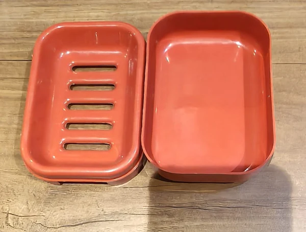 Rectangular Brick Red Plastic Soap Case