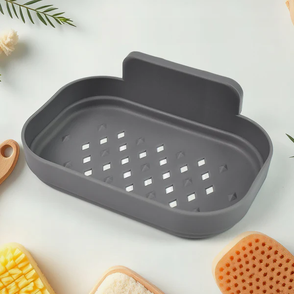 Self Adhesive Wall Mounted Soap Dish Holder Black Color