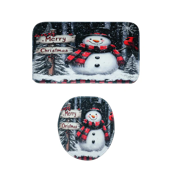 3 in 1 Christmas Theme Bathroom Mat Set