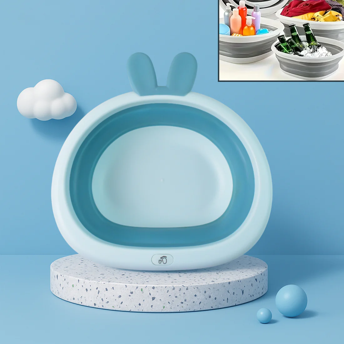Foldable Collapsible Basin with Bunny Ha...
