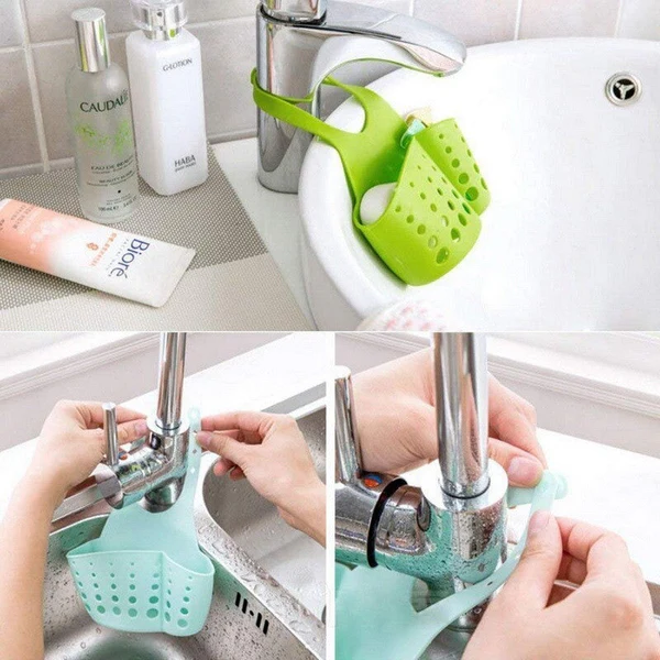 Adjustable Sink Drain Basket Faucet Caddy