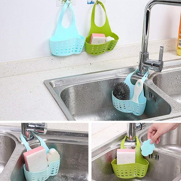 Adjustable Sink Drain Basket Faucet Caddy