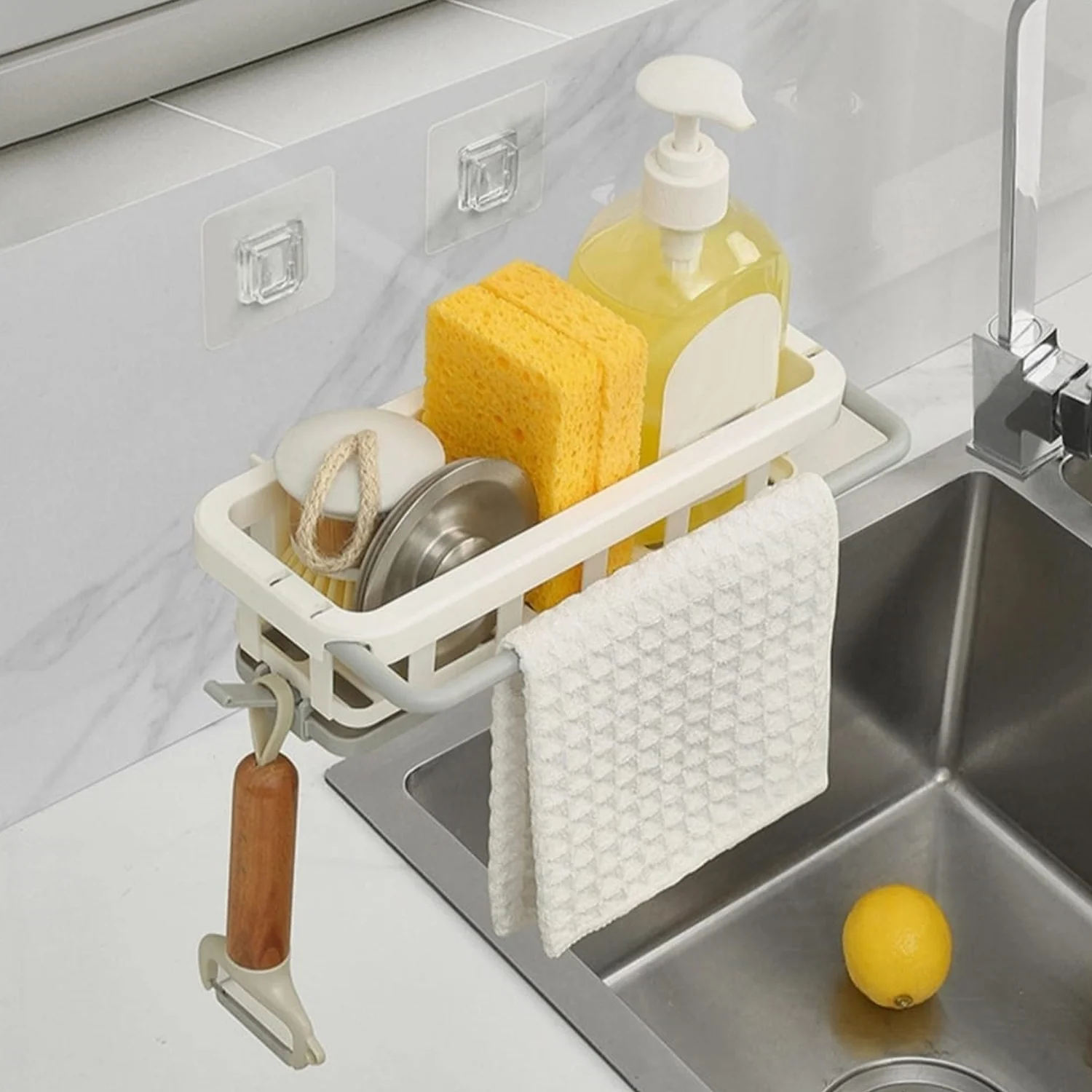 Multipurpose Hanging Drain Rack Sponge Holder with Hook
