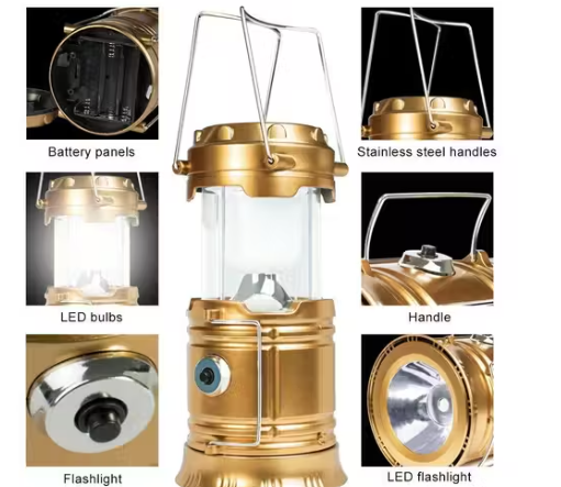 Rechargeable Solar LED Lantern Torch for Camping and Emergency