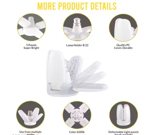 25 Watt Deformable 4 Fan LED Bulb High Bright Energy Saving B22