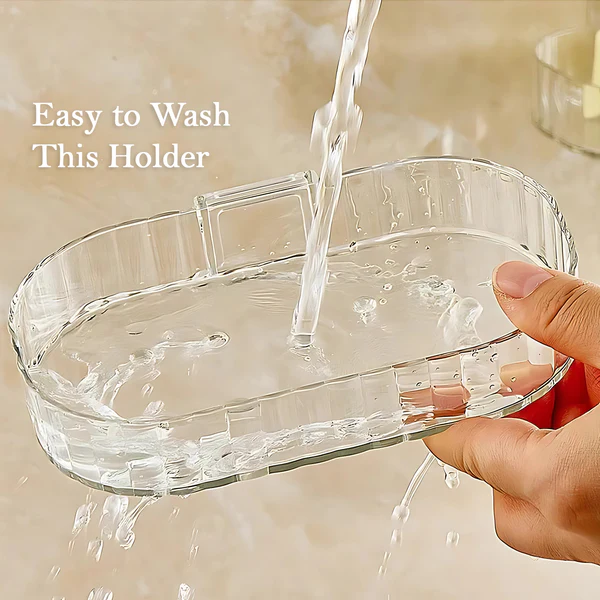 Transparent Self Adhesive Wall Mounted Soap Dish Set of 2