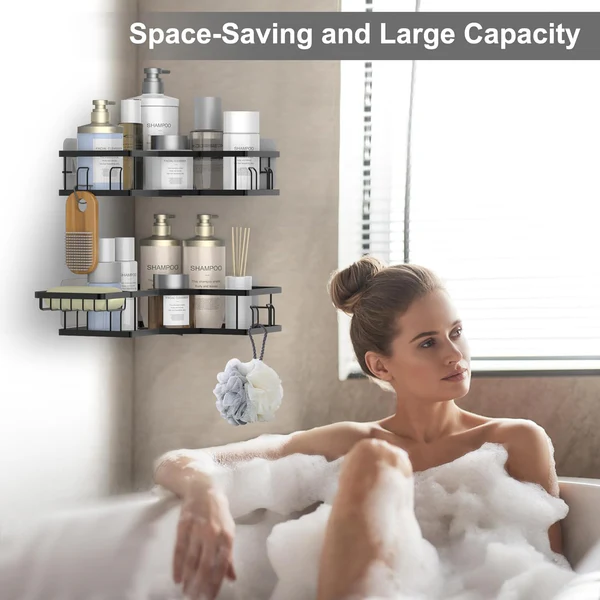 Self Adhesive Iron Coated Corner Shelf Organizer Set of 2