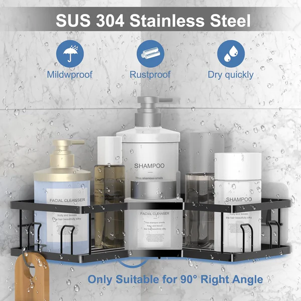 Self Adhesive Iron Coated Corner Shelf Organizer Set of 2