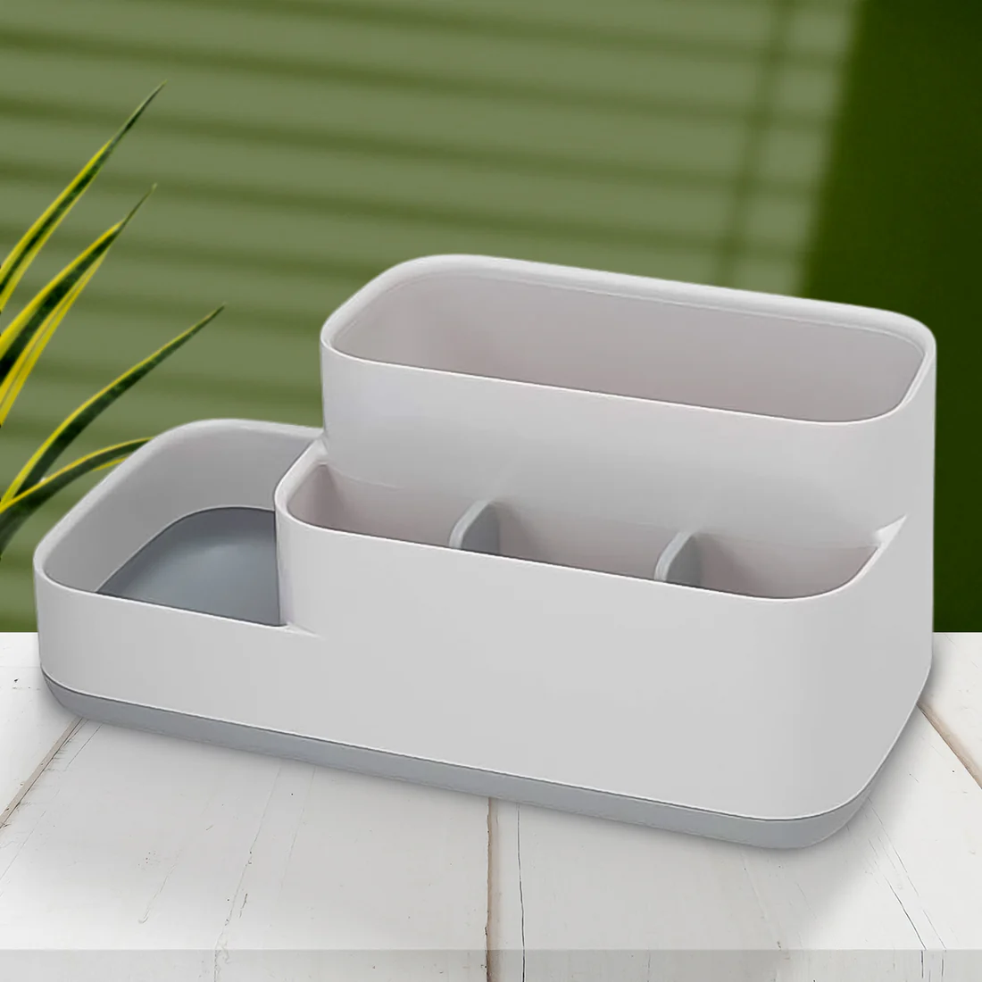 Plastic 5 Compartment Multipurpose Bathroom Organizer