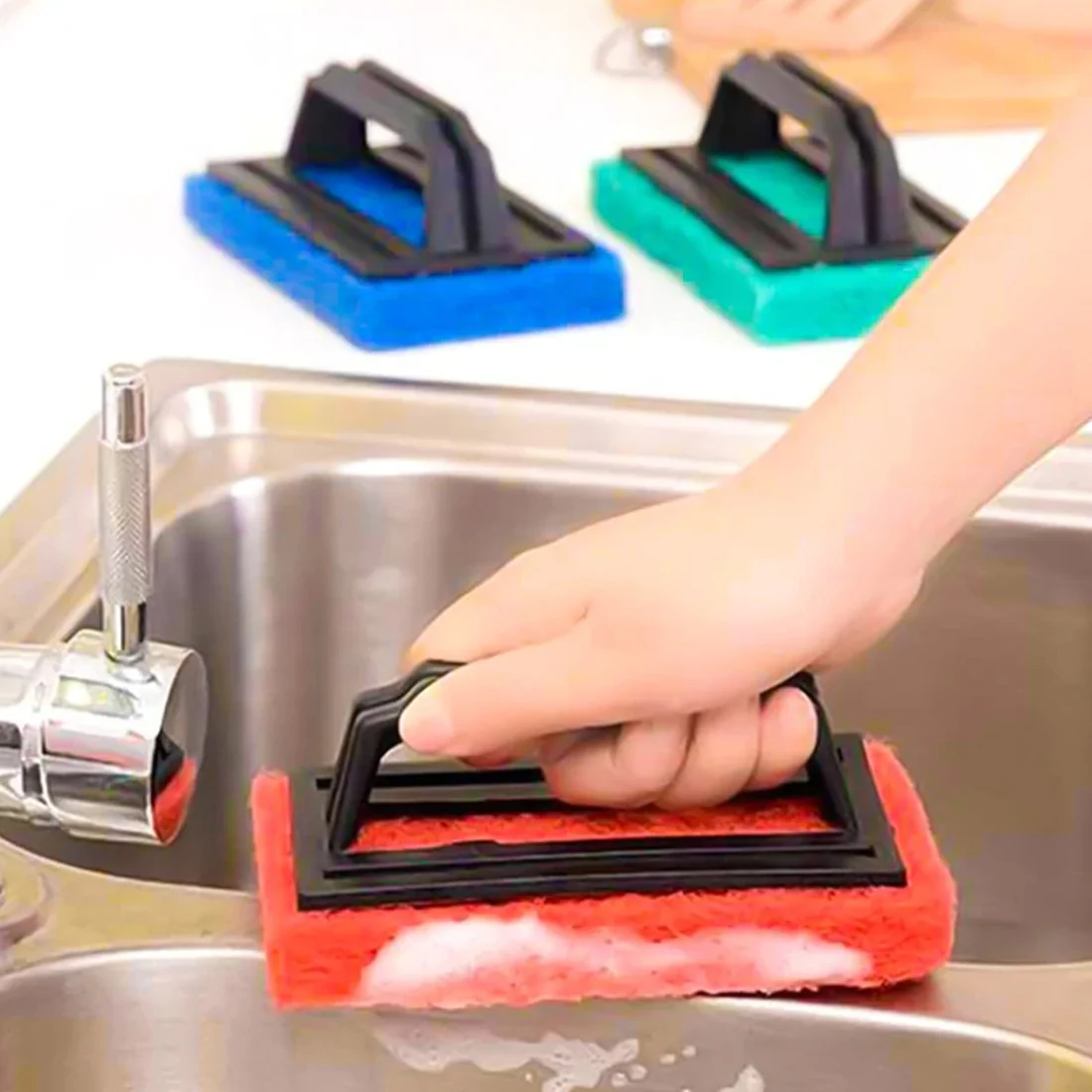 Multipurpose Handle Scrubber Brush for Kitchen Bathroom