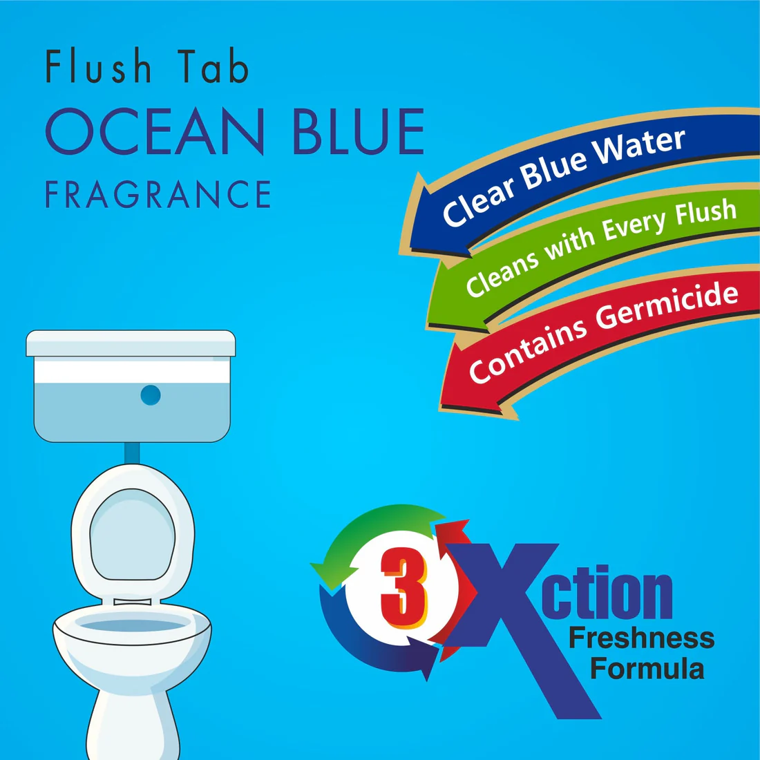 Toilet Cleaner Flush Tabs Ocean Blue Fre...