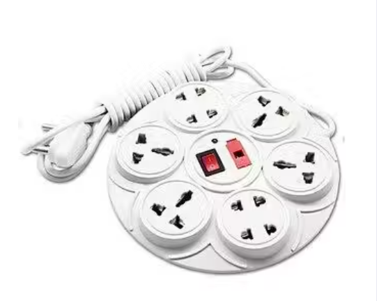 Round Strip Extension Cord 6 A 8 Universal Socket Multi Plug Point Extension Board with LED Indicator and Switch