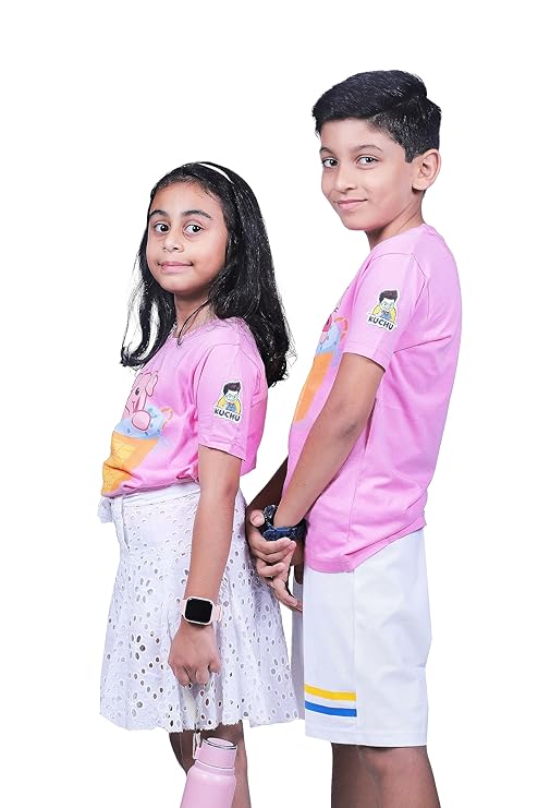 KUCHU Unisex Kids T-Shirt | Super Combed Cotton-Modal Fabric – Softer & Breathable Ultra-Soft, Lightweight Material | Unique Digital Print | Casual Wear for Boys & Girls