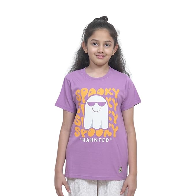 Unisex Kids T-Shirt – Spooky Haunted Digital Print, Black, Cotton-Modal Blend, Softer & More Breathable Than 100% Cotton, Boys & Girls Casual Wear