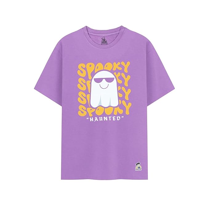 Unisex Kids T-Shirt – Spooky Haunted Digital Print, Black, Cotton-Modal Blend, Softer & More Breathable Than 100% Cotton, Boys & Girls Casual Wear