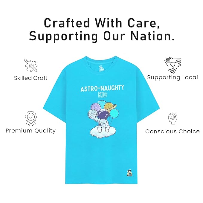 Unisex Kids’ T-Shirt – Astro Naughty Cartoon Digital Print | Soft Cotton-Modal Blend | Breathable, Comfortable & Stylish Wear for Boys & Girls