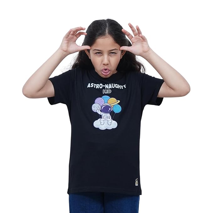 Unisex Kids’ T-Shirt – Astro Naughty Cartoon Digital Print | Soft Cotton-Modal Blend | Breathable, Comfortable & Stylish Wear for Boys & Girls