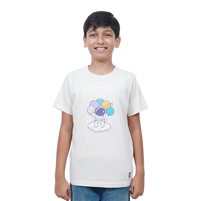 Unisex Kids’ T-Shirt – Astro Naughty Cartoon Digital Print | Soft Cotton-Modal Blend | Breathable, Comfortable & Stylish Wear for Boys & Girls