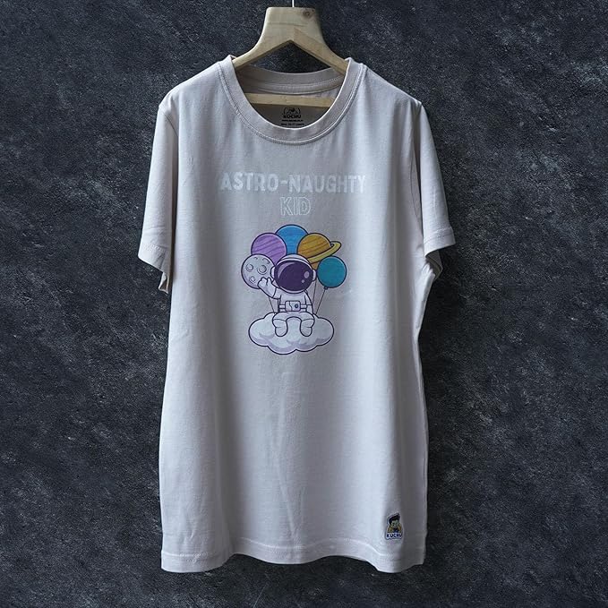 Unisex Kids’ T-Shirt – Astro Naughty Cartoon Digital Print | Soft Cotton-Modal Blend | Breathable, Comfortable & Stylish Wear for Boys & Girls