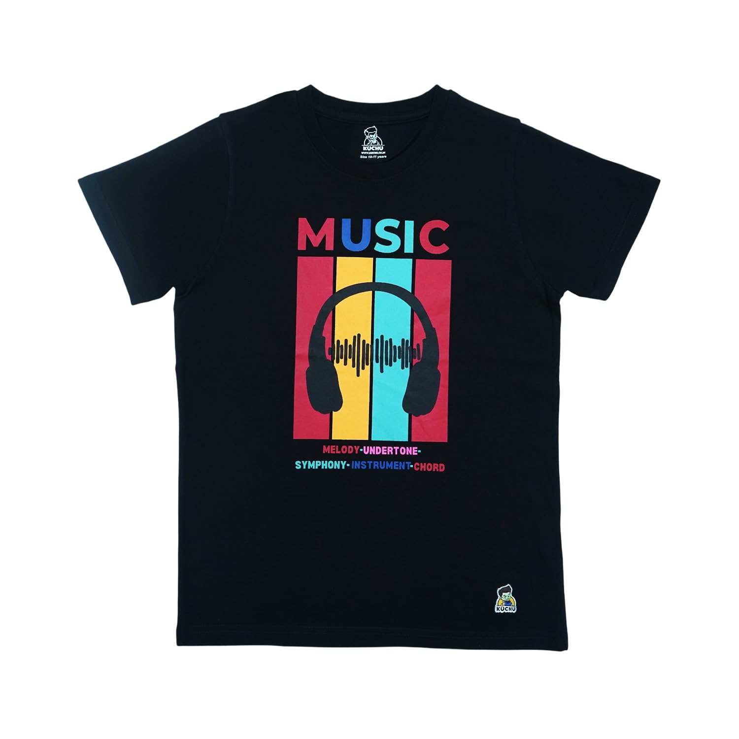 Kids’ Unisex T-Shirt  | “Music” Graphic Digital Print | Soft Cotton-Modal Blend | Breathable, Stretchable & Durable Casual Wear for Boys & Girls
